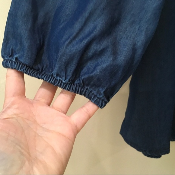 NWT Loft tops Blue Chambray Tencel Bow Back Square Neck - Picture 5 of 9